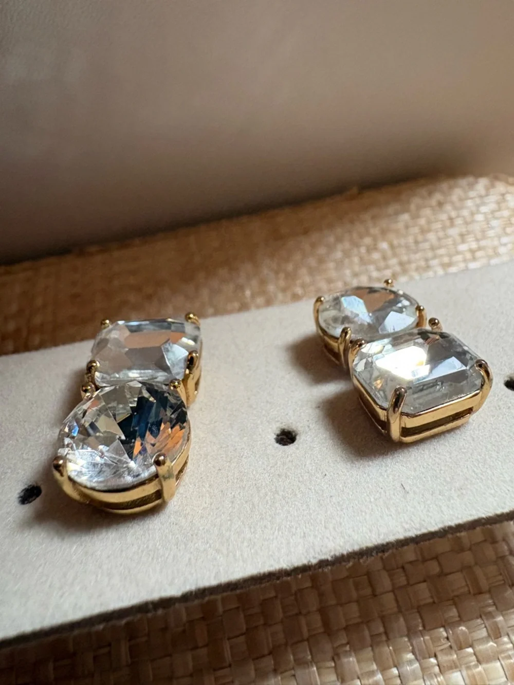 Kate Spade Diamond Stud Drop Earrings - Clear Crystal Duo - Picture 3 of 3